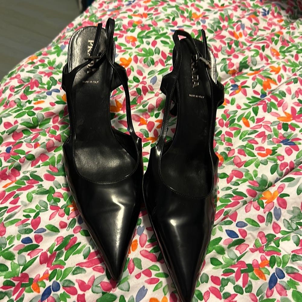 Brand new Prada black sling back shoes